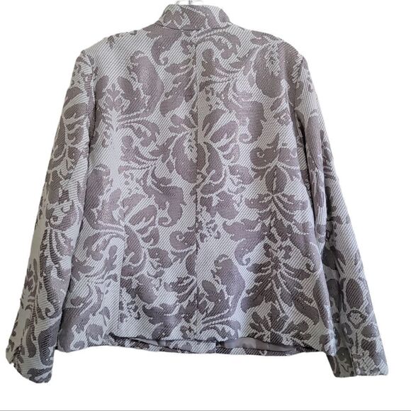 COLDWATER CREEK Womens Champagne Met Gold Jacquard  Blazer Jacket 16 - Picture 4 of 9